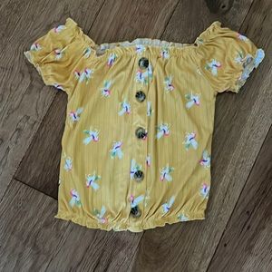 Yellow with unicorn crop top